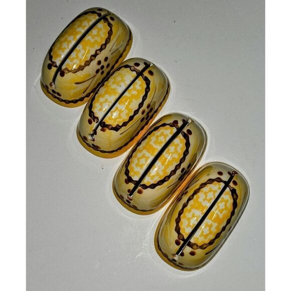 Lot 4 Temptations By Tara Old World Gold Yellow Ceramic Name Place Card Holders - Picture 1 of 4